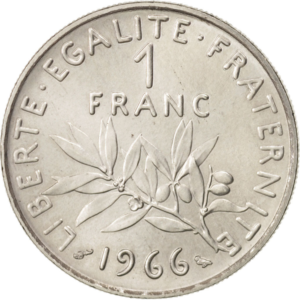 France, Semeuse, Franc, 1966, Paris, MS(63), Nickel, KM:925.1, Gadoury:474