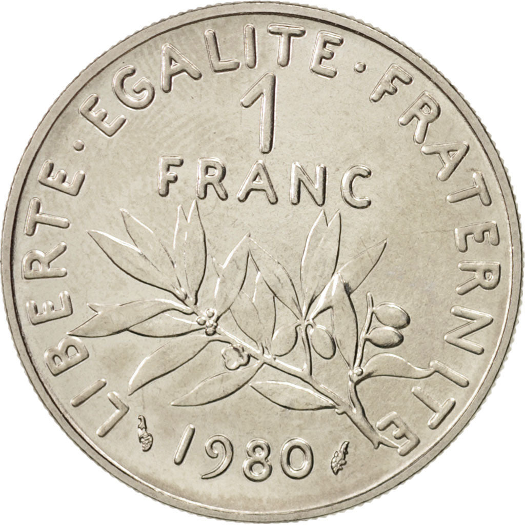 Coin, France, Semeuse, Franc, 1980, Paris, MS(63), Nickel, KM:925.1, Gadoury:474