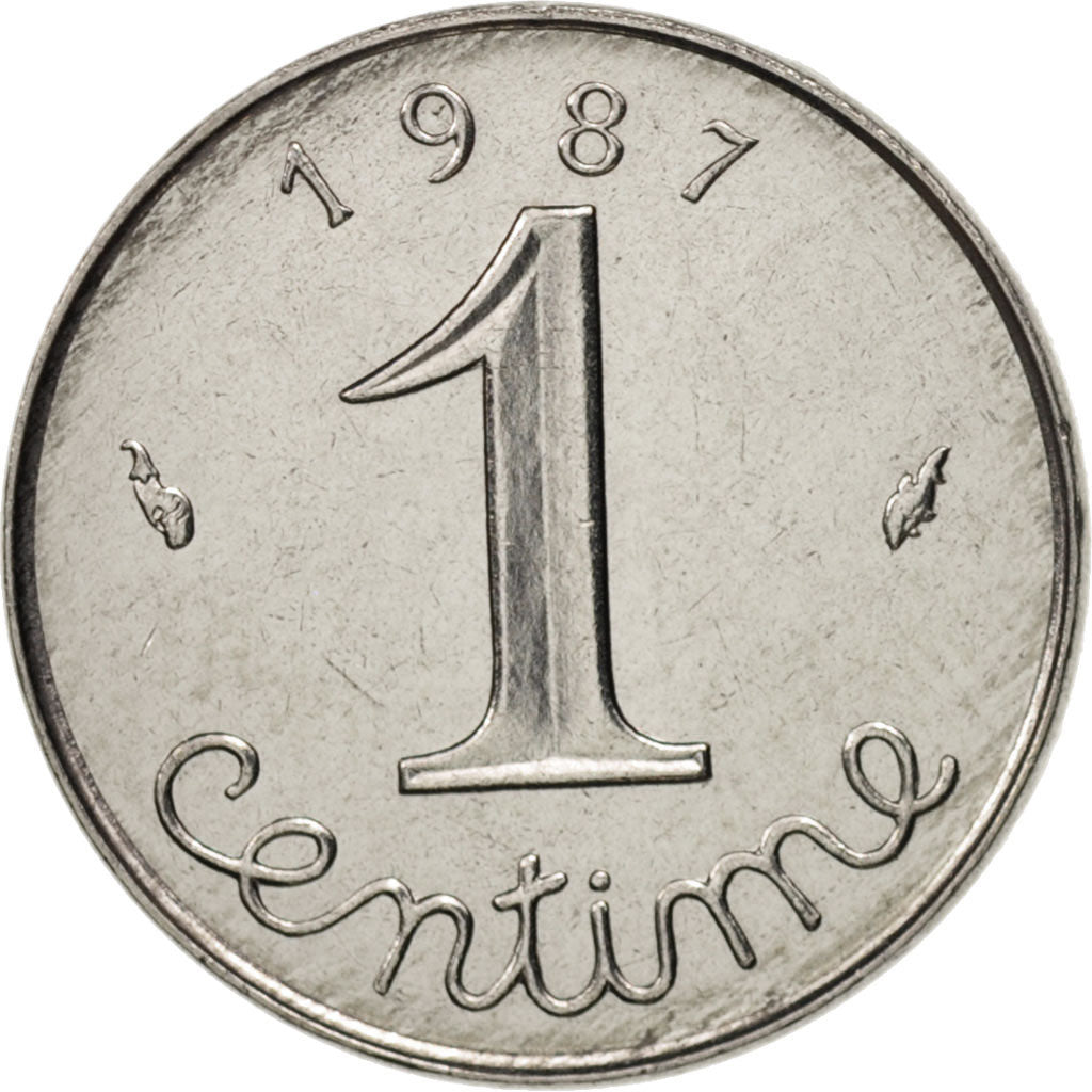 France, Épi, Centime, 1987, Paris, MS(63), Stainless Steel, KM:928, Gadoury:91