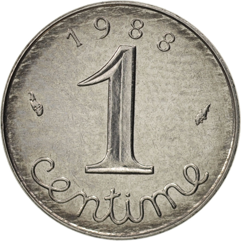 France, Épi, Centime, 1988, Paris, AU(50-53), Stainless Steel, KM:928