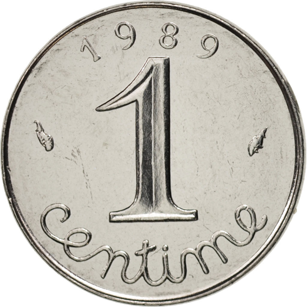 France, Épi, Centime, 1989, Paris, MS(60-62), Stainless Steel, KM:928