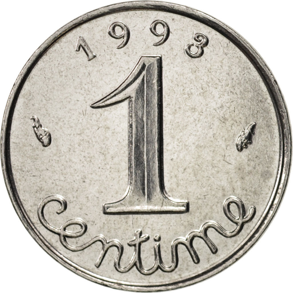 France, Épi, Centime, 1993, Paris, MS(63), Stainless Steel, KM:928, Gadoury:91