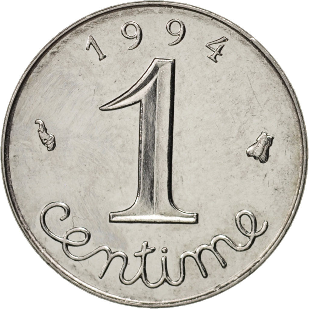 France, Épi, Centime, 1994, Paris, MS(63), Stainless Steel, KM:928, Gadoury:91