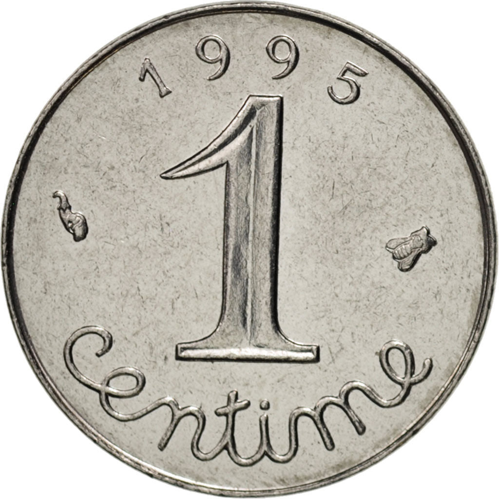 France, Épi, Centime, 1995, Paris, MS(63), Stainless Steel, KM:928, Gadoury:91