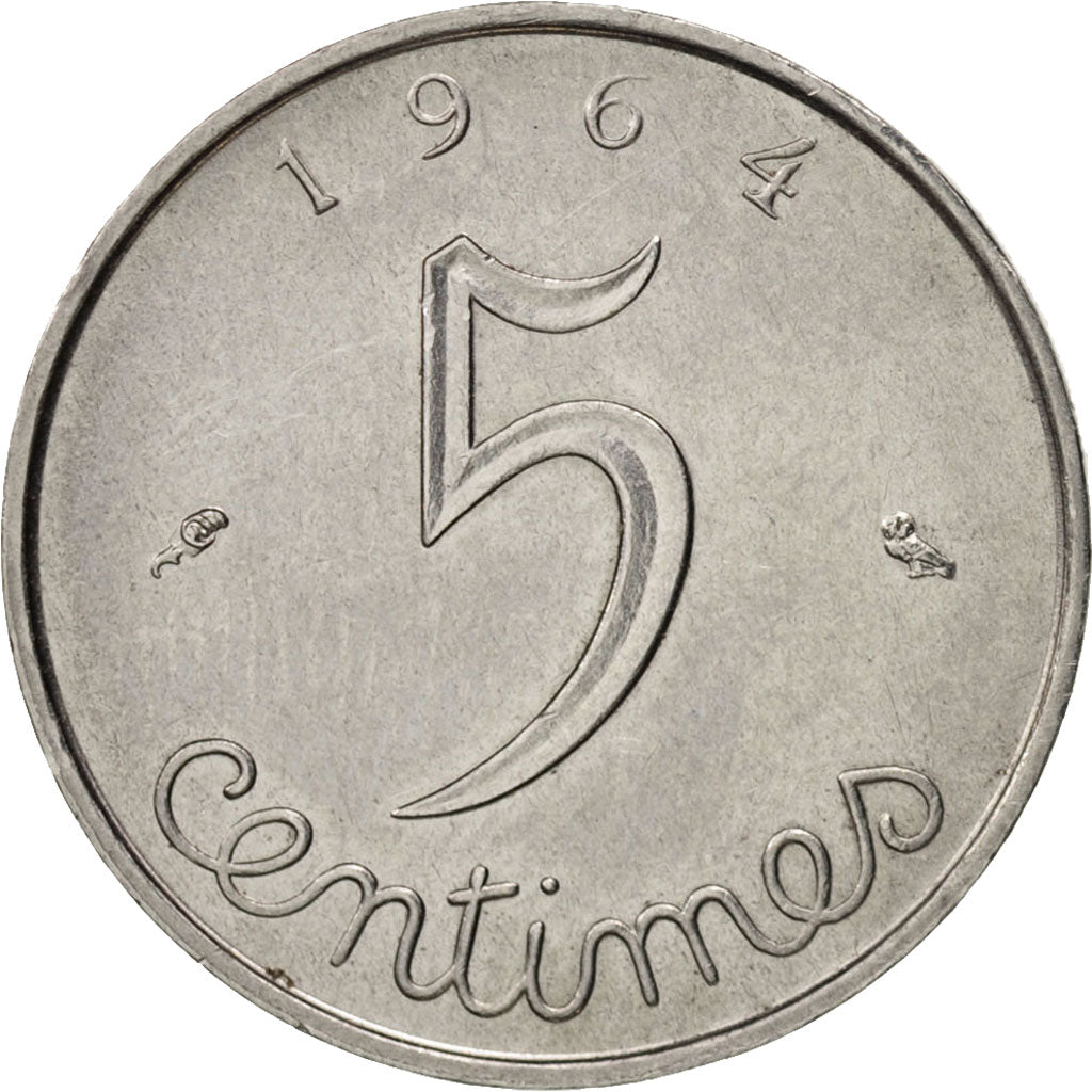 Coin, France, Épi, 5 Centimes, 1964, Paris, EF(40-45), Stainless Steel, KM:927