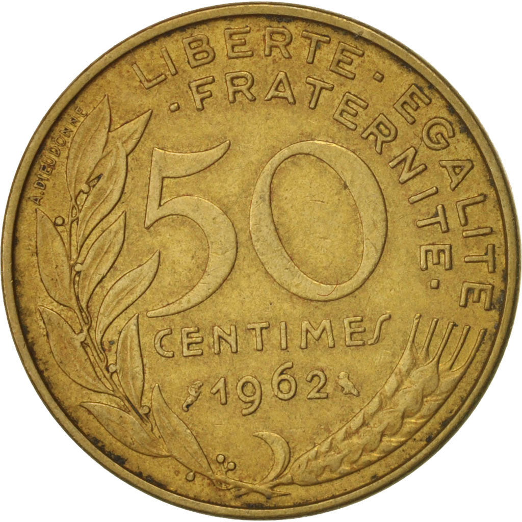 France, Marianne, 50 Centimes, 1962, EF(40-45), Aluminum-Bronze, KM:939.1