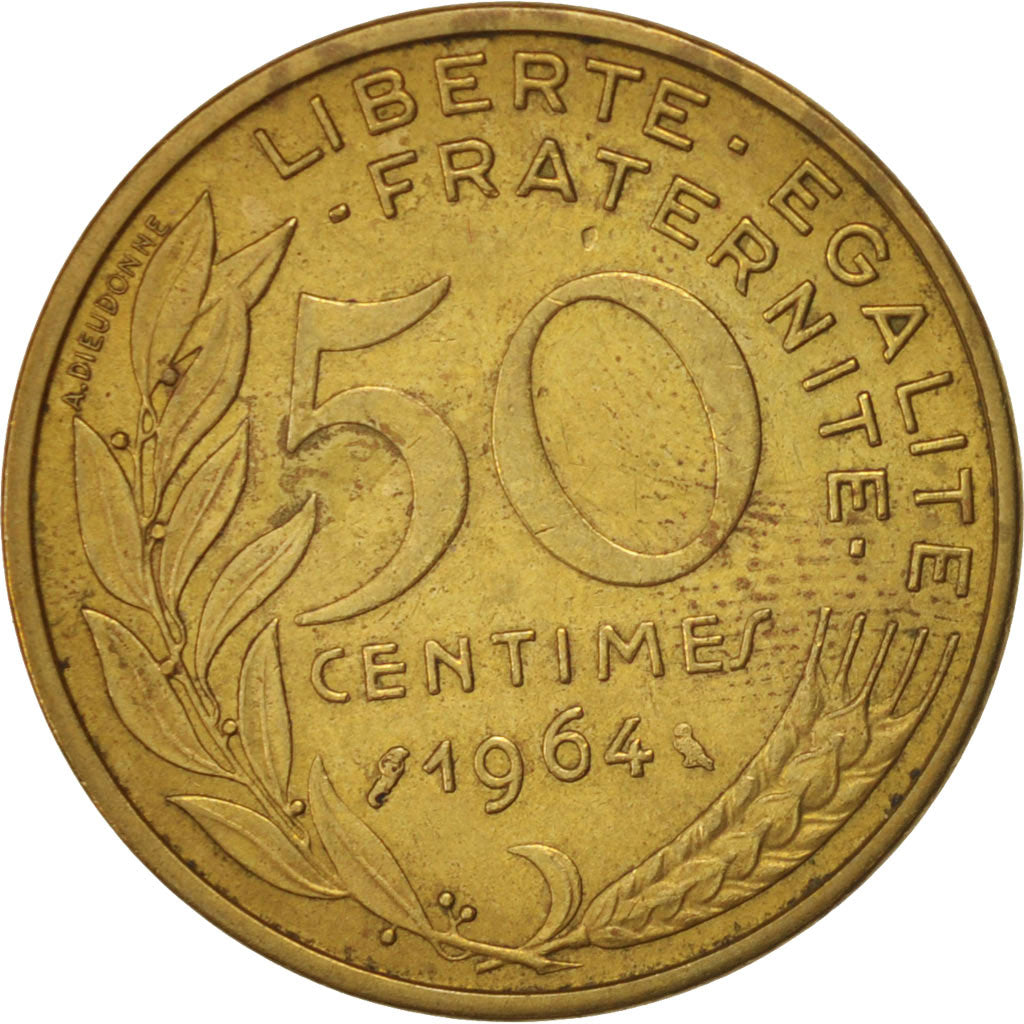 France, Marianne, 50 Centimes, 1964, EF(40-45), Aluminum-Bronze, KM:939.2