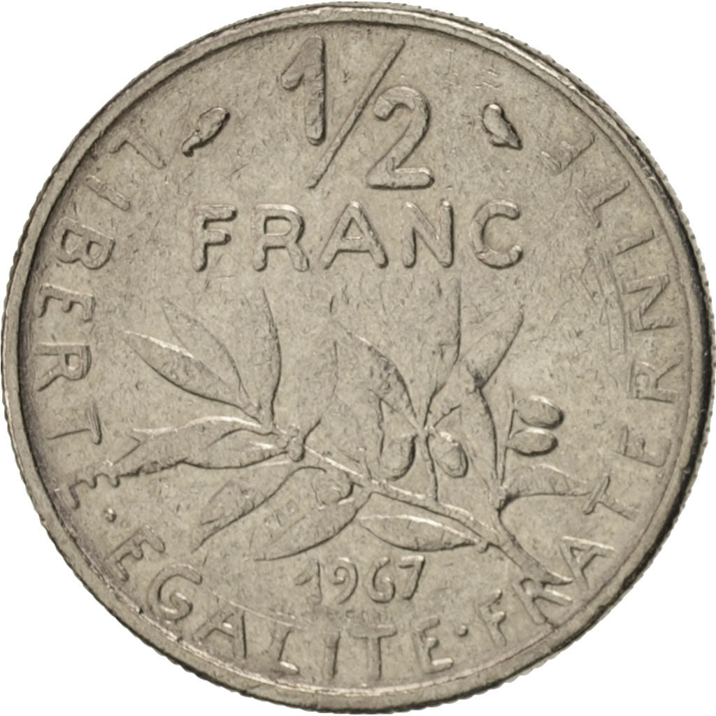 Frankreich, Semeuse, 1/2 Franc, 1967, Paris, SS, Nickel, KM:931.1, Gadoury:429