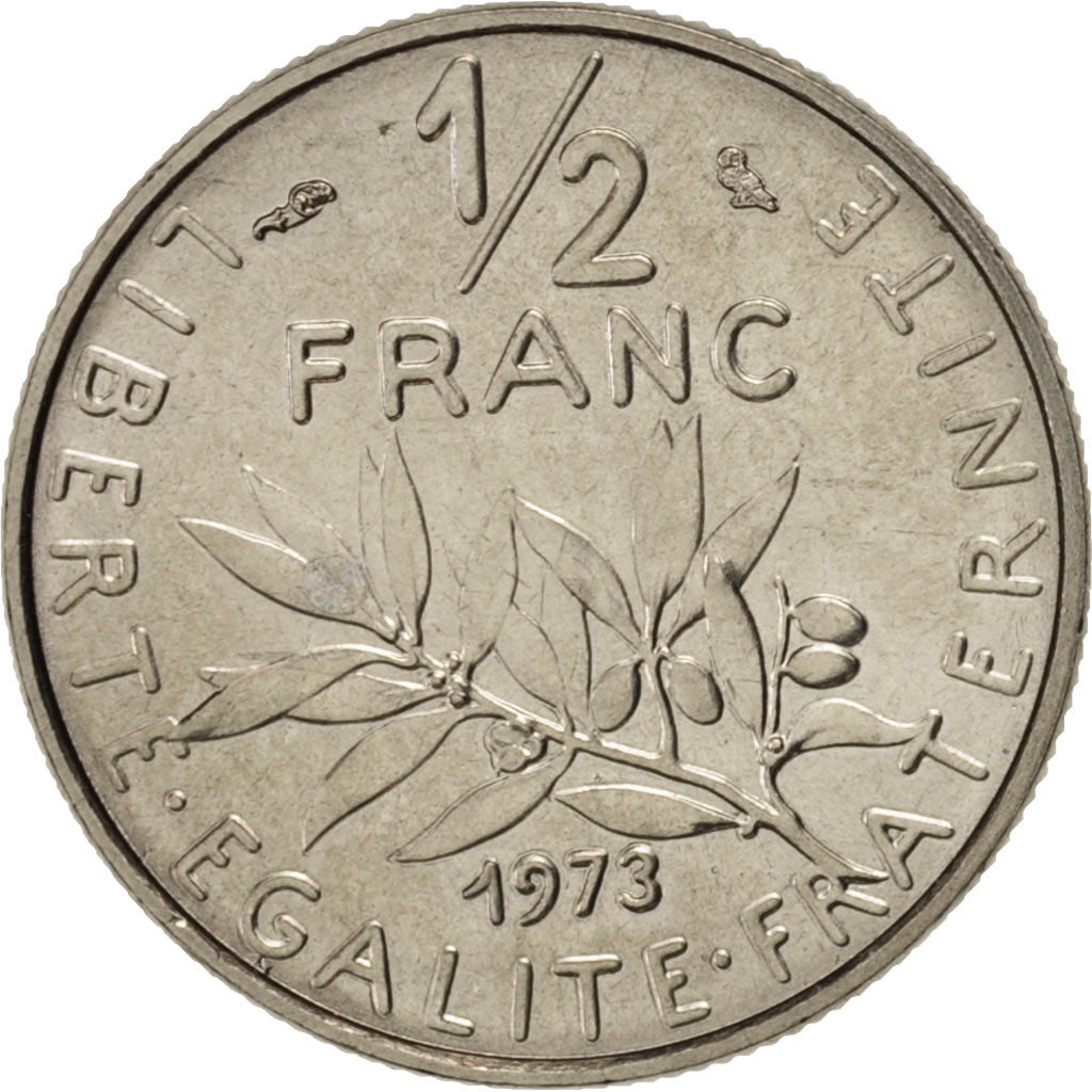 Coin, France, Semeuse, 1/2 Franc, 1973, Paris, MS(63), Nickel, KM:931.1