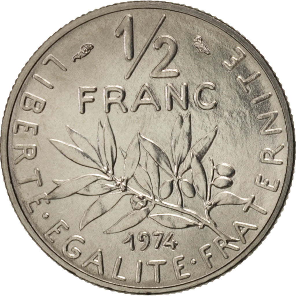 Coin, France, Semeuse, 1/2 Franc, 1974, Paris, MS(63), Nickel, KM:931.1