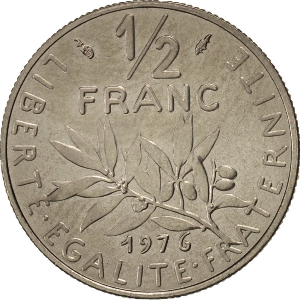 Moneta, Francia, Semeuse, 1/2 Franc, 1976, Paris, SPL, Nichel, KM:931.1