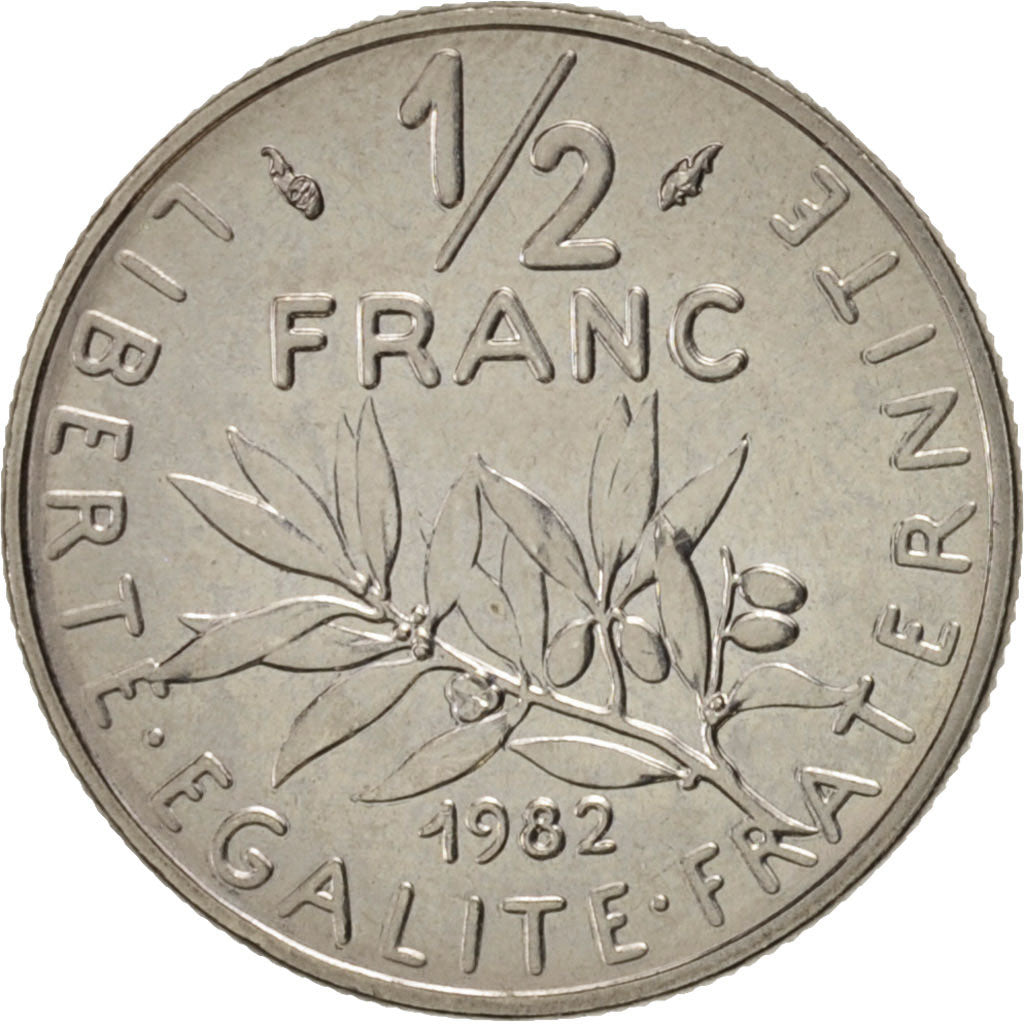 France, Semeuse, 1/2 Franc, 1982, Paris, MS(63), Nickel, KM:931.1, Gadoury:429