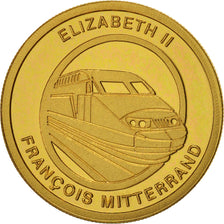 France, Medal, Tunnel sous la Manche - Elizabeth II, Mitterrand, Jimenez, Gold