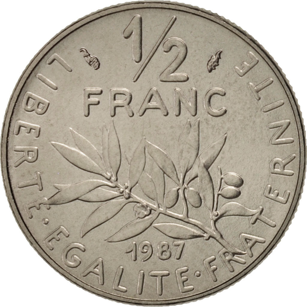 Coin, France, Semeuse, 1/2 Franc, 1987, Paris, MS(63), Nickel, KM:931.1