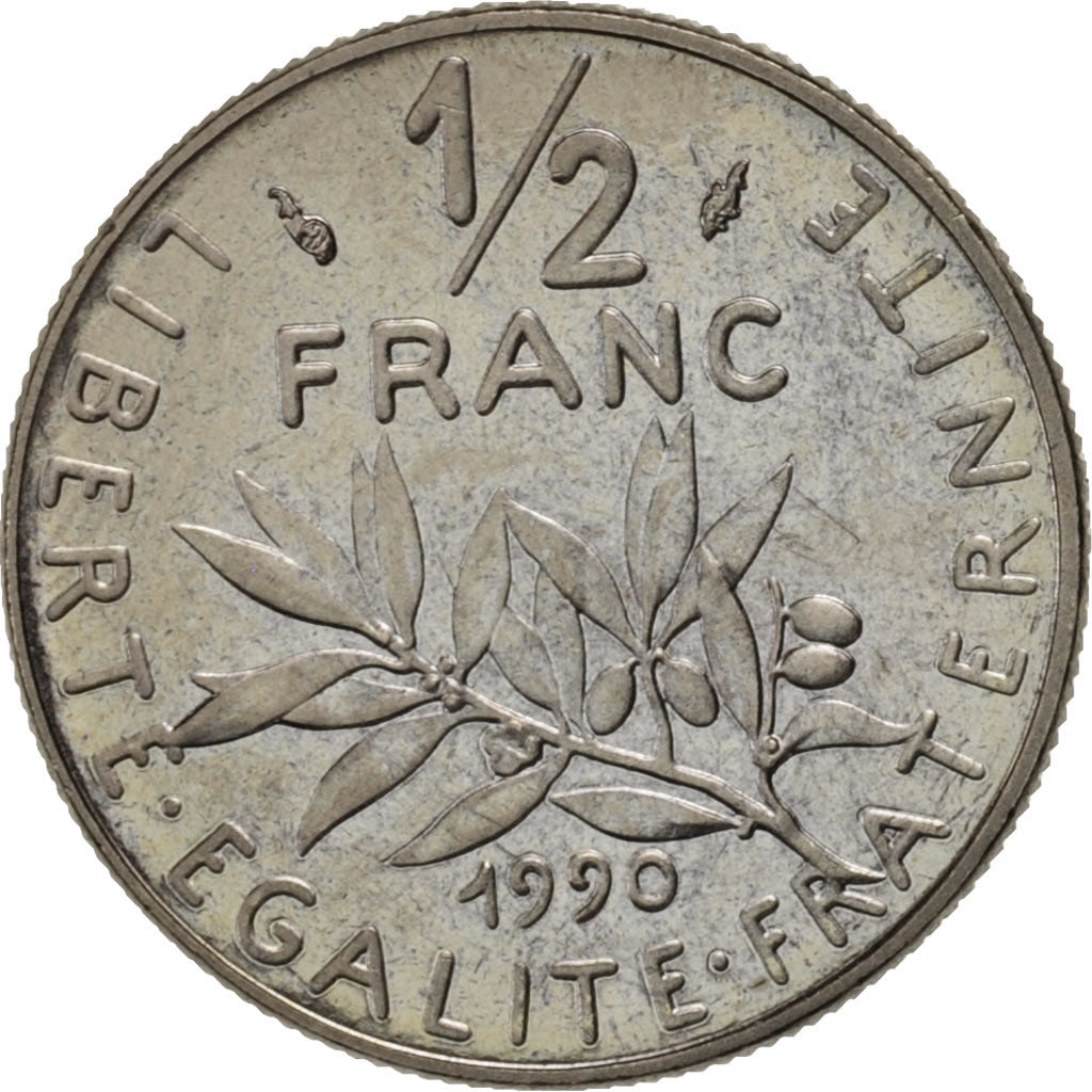 Francia, Semeuse, 1/2 Franc, 1990, Paris, SC, Níquel, KM:931.1, Gadoury:429