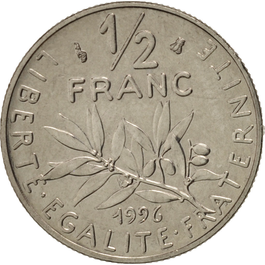 France, Semeuse, 1/2 Franc, 1996, Paris, MS(63), Nickel, KM:931.1, Gadoury:429