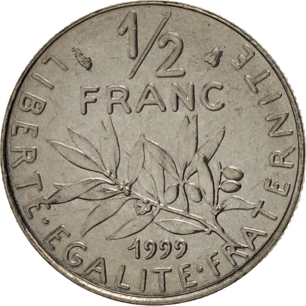 France, Semeuse, 1/2 Franc, 1999, Paris, AU(55-58), Nickel, KM:931.1