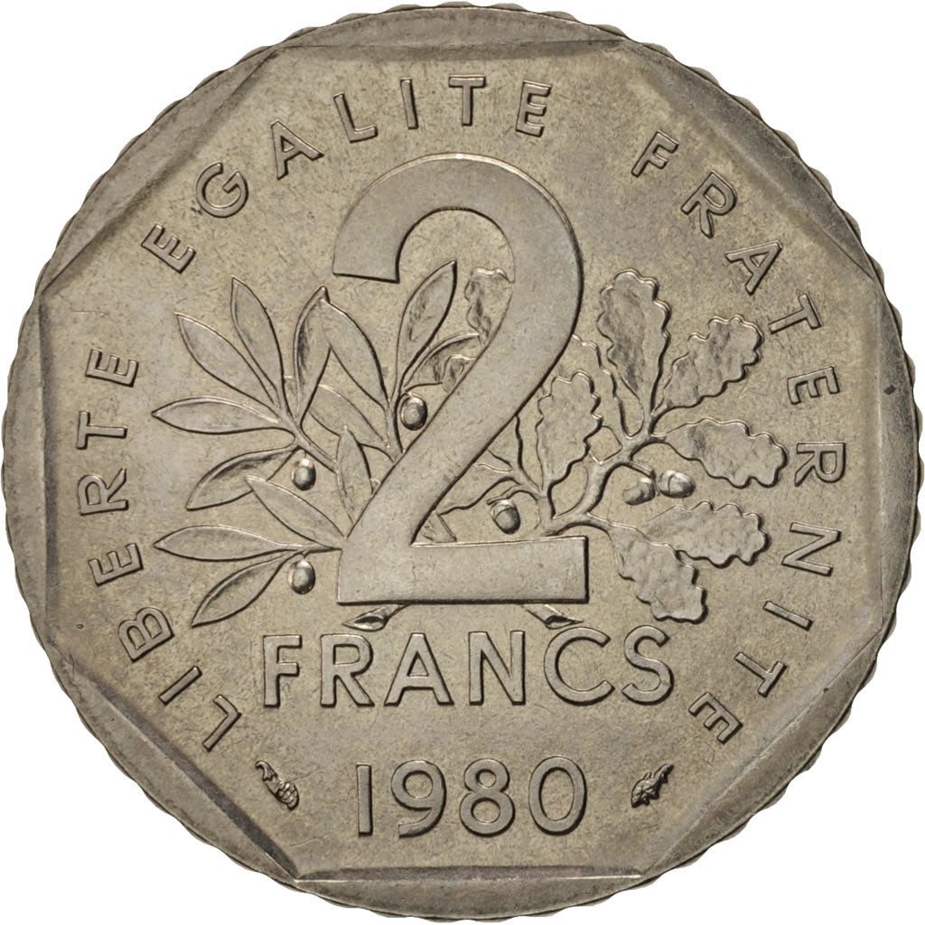 Francia, Semeuse, 2 Francs, 1980, Paris, SC, Níquel, KM:942.1, Gadoury:547