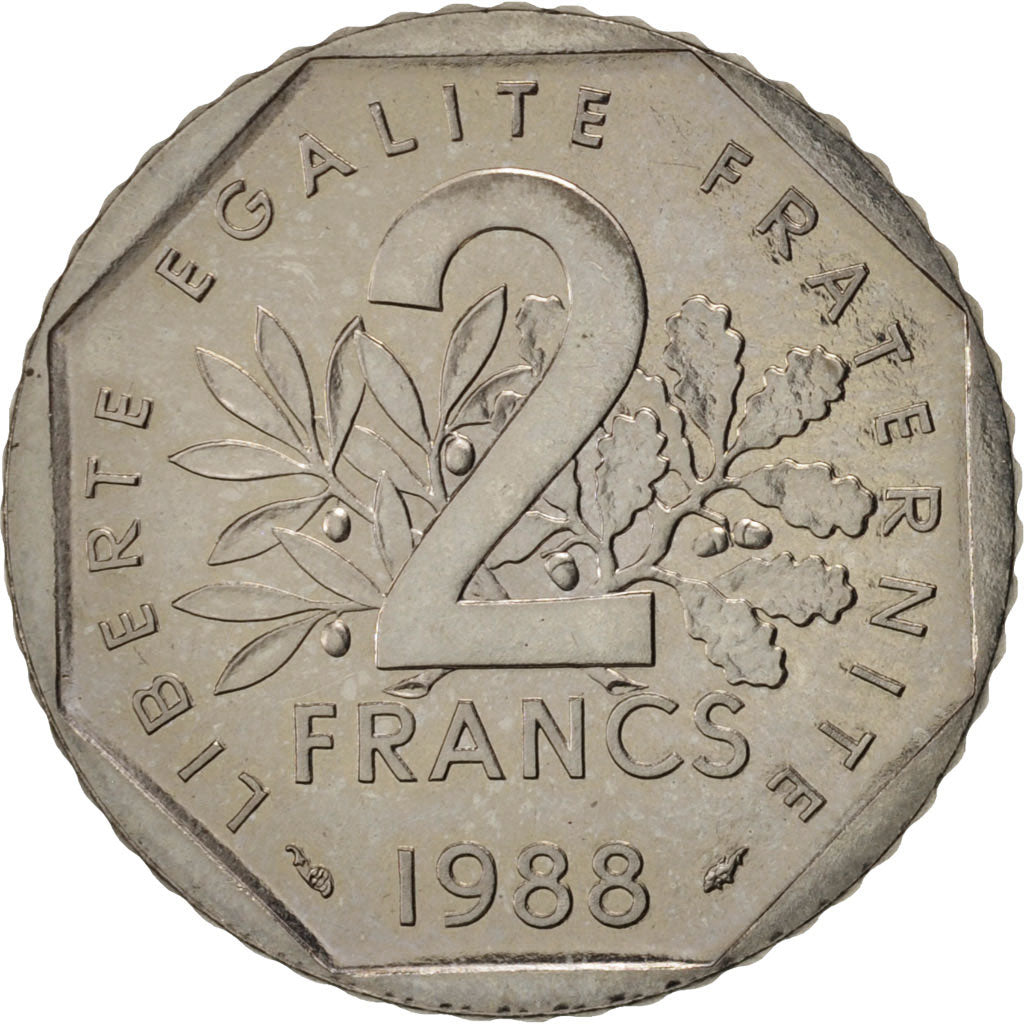 France, Semeuse, 2 Francs, 1988, Paris, MS(60-62), Nickel, KM:942.1, Gadoury:547