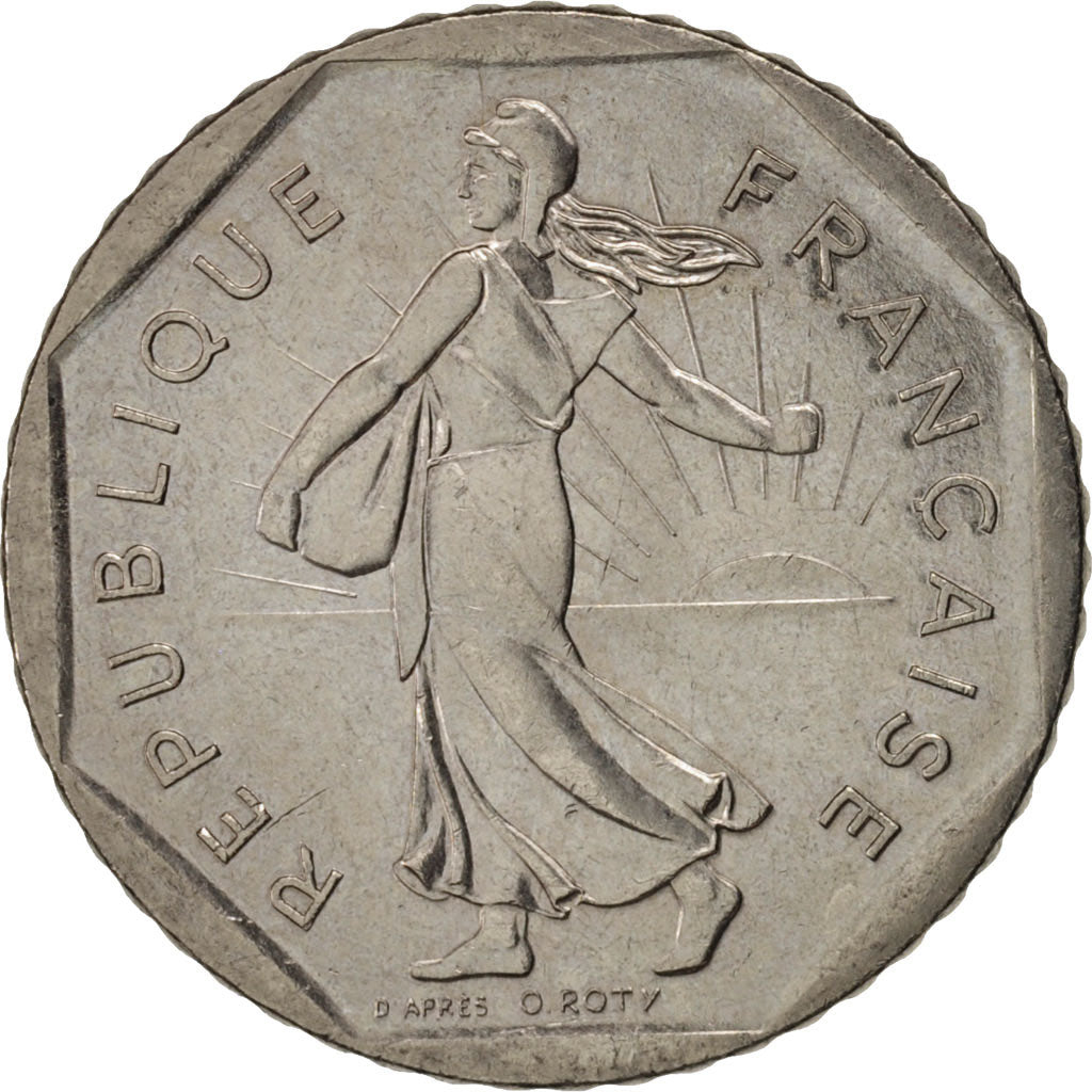 Francia, Semeuse, 2 Francs, 1992, Paris, MBC+, Níquel, KM:942.1, Gadoury:547