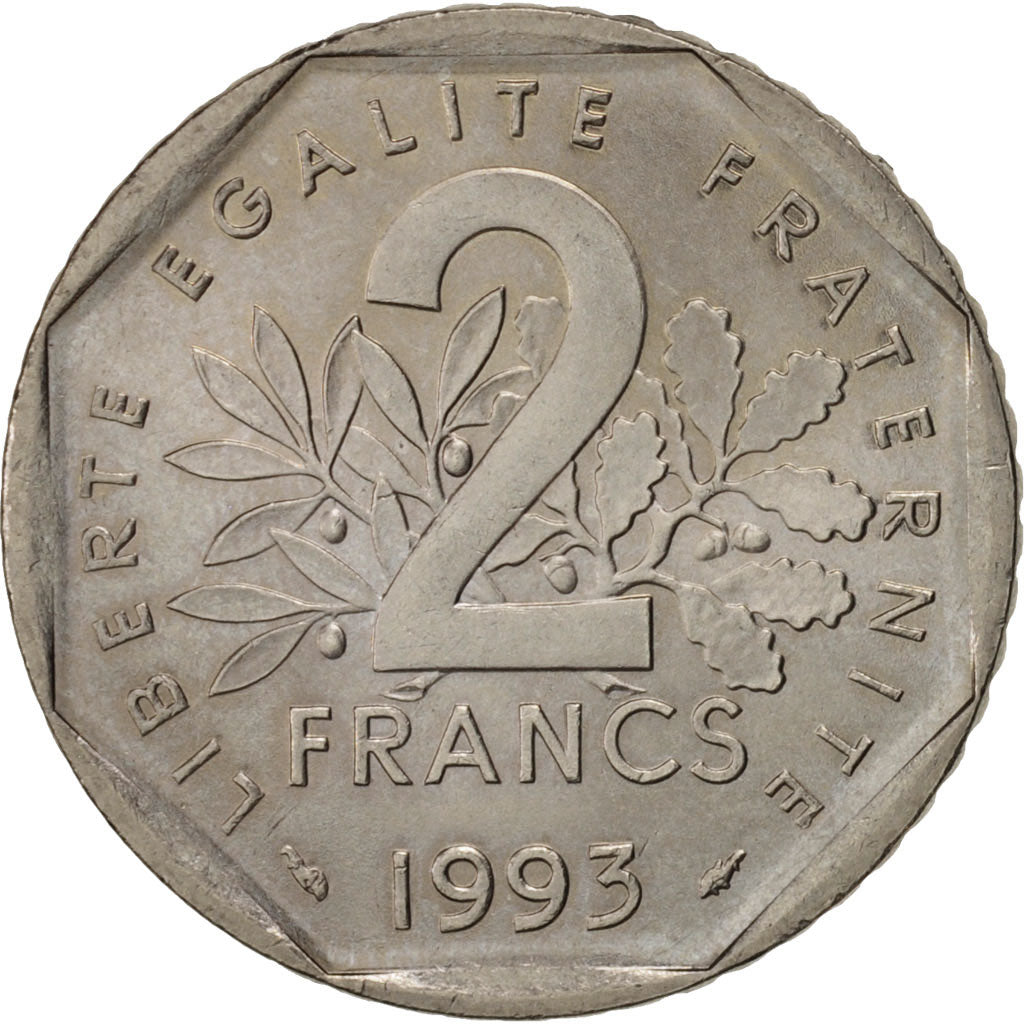 Coin, France, Semeuse, 2 Francs, 1993, Paris, MS(63), Nickel, KM:942.2