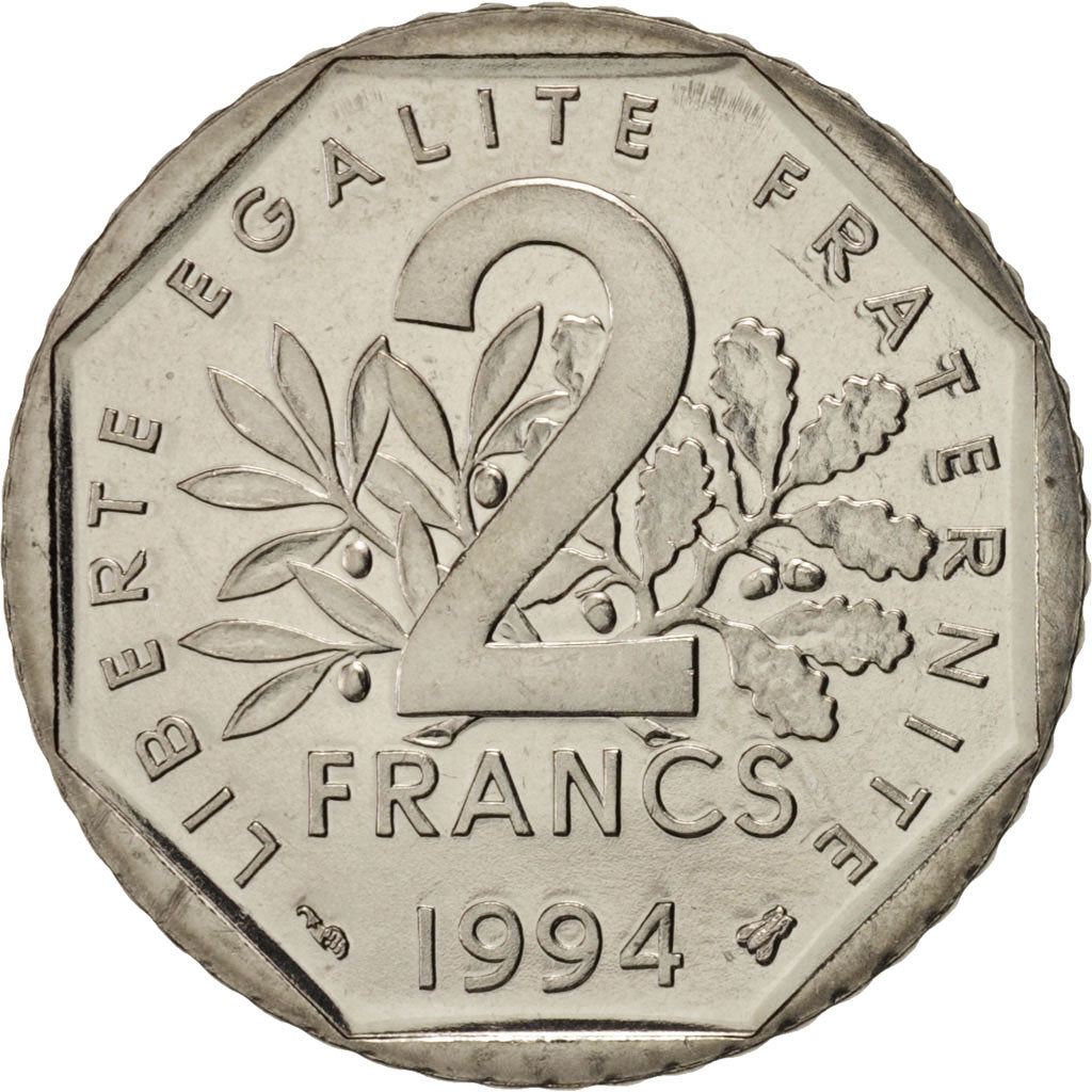Münze, Frankreich, Semeuse, 2 Francs, 1994, Paris, UNZ, Nickel, KM:942.1
