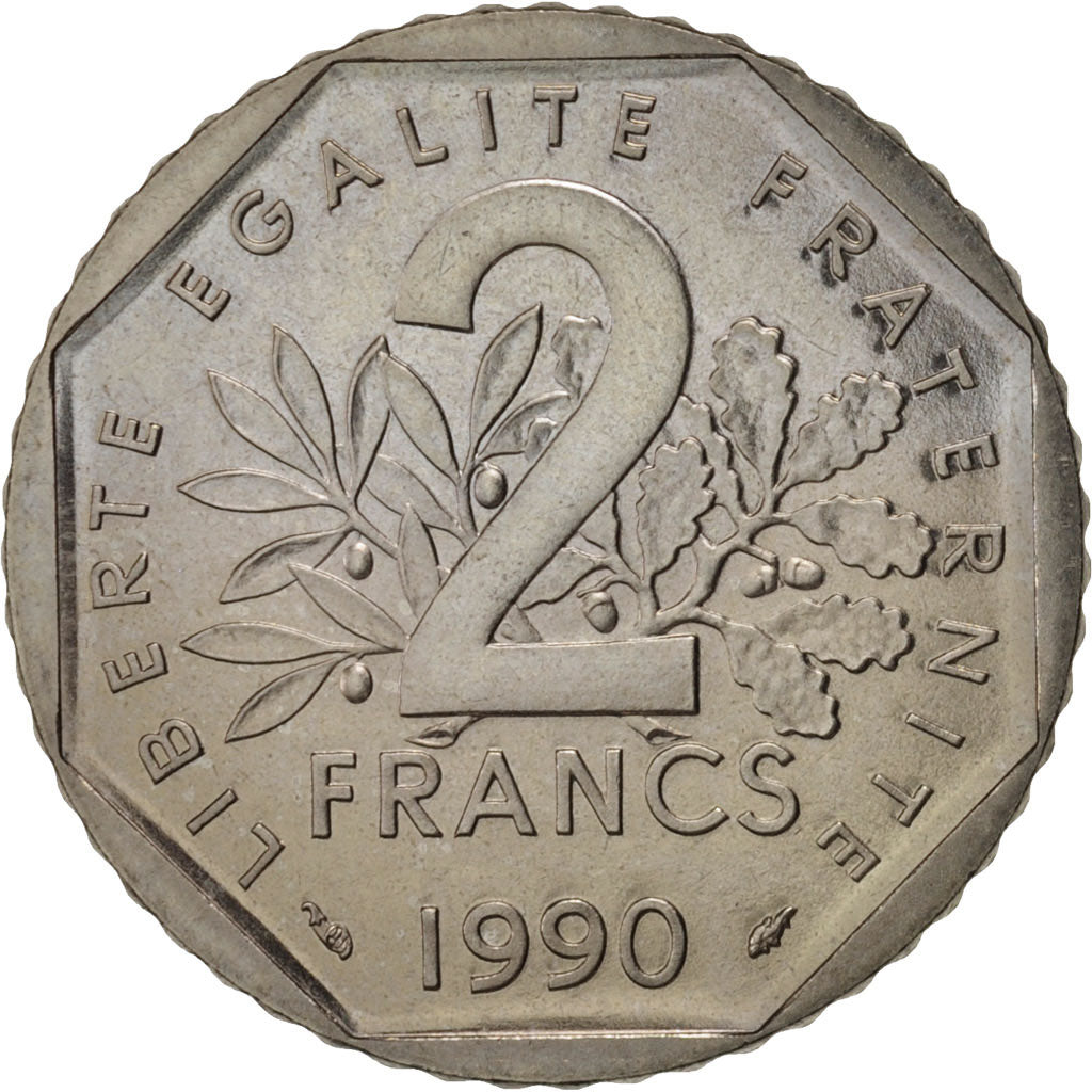 France, Semeuse, 2 Francs, 1990, Paris, MS(63), Nickel, KM:942.1, Gadoury:547