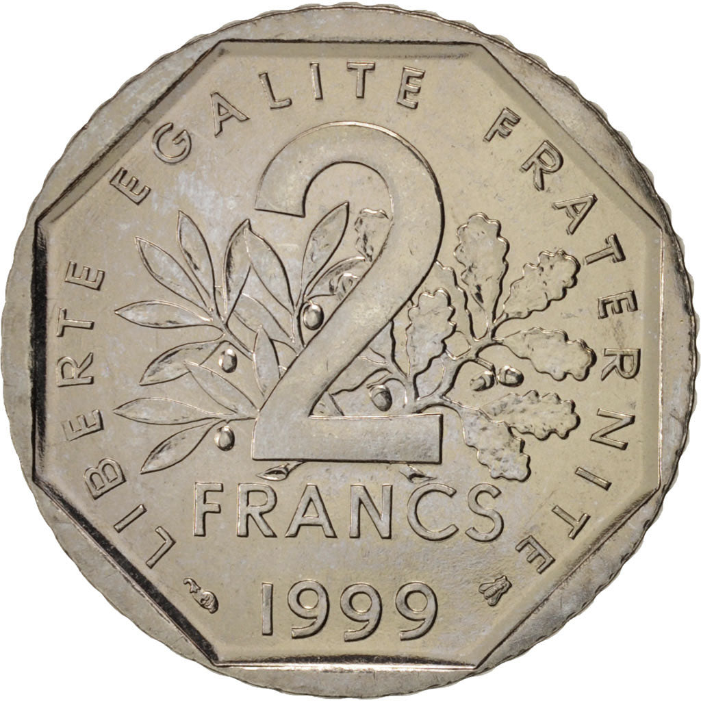 Coin, France, Semeuse, 2 Francs, 1999, Paris, MS(63), Nickel, KM:942.1