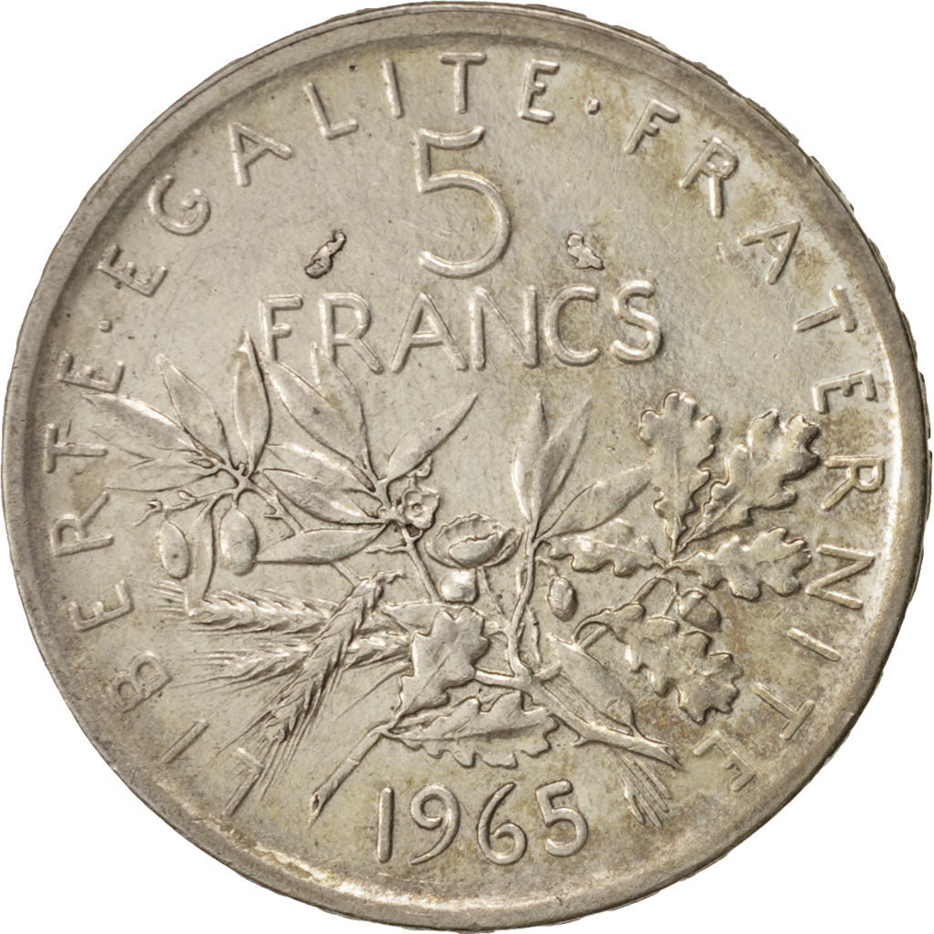 France, Semeuse, 5 Francs, 1965, Paris, EF(40-45), Silver, KM:926, Gadoury:770