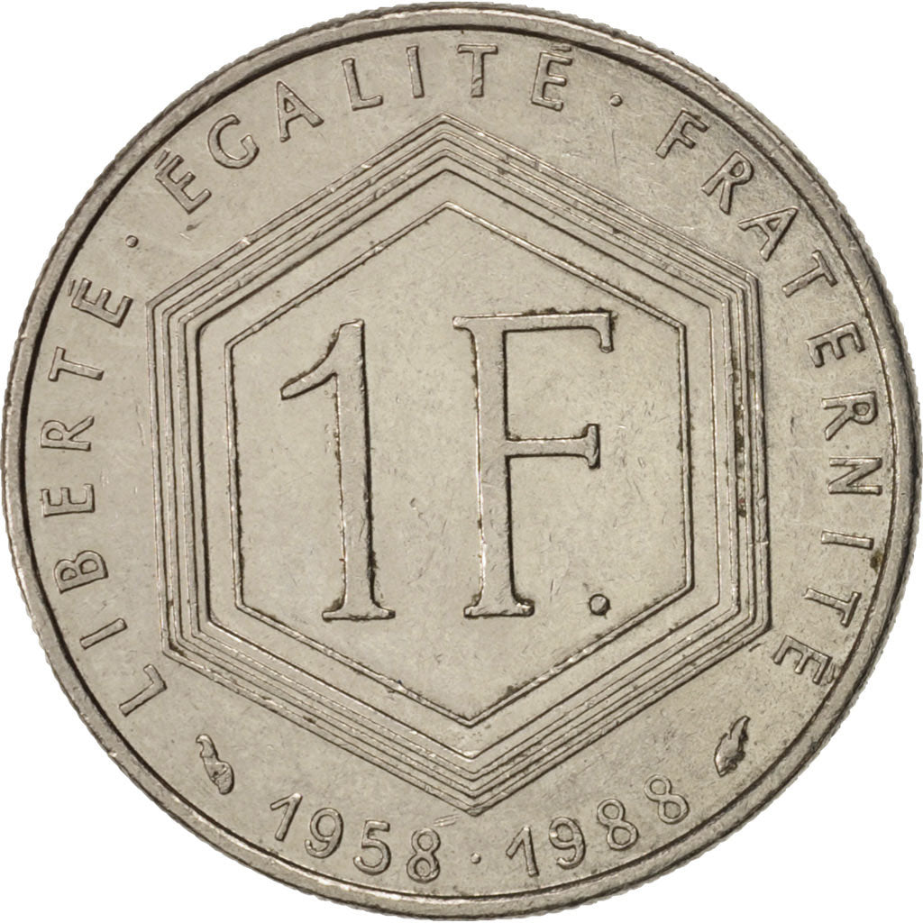 Coin, France, Charles de Gaulle, Franc, 1988, Paris, EF(40-45), Nickel, KM:963