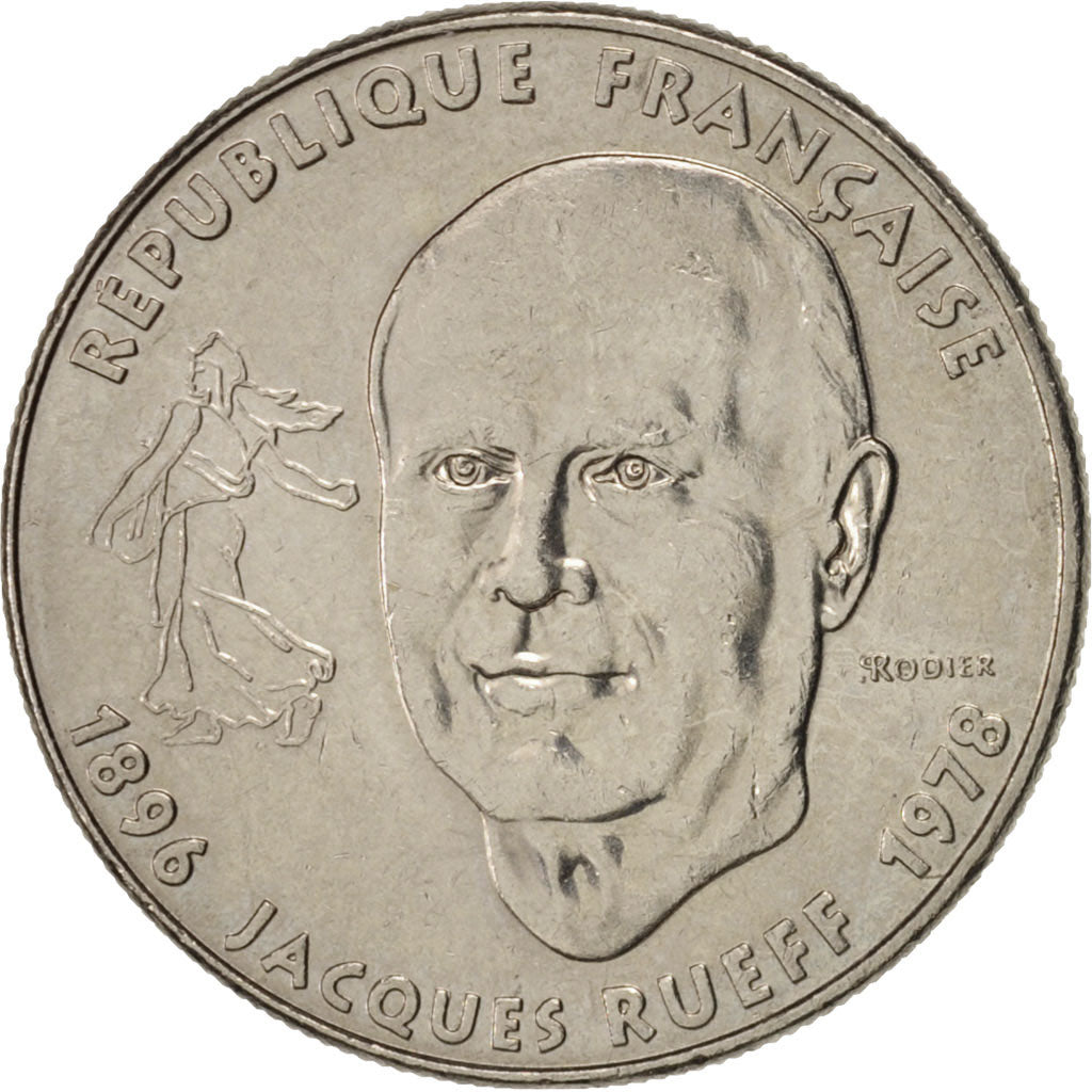 France, Jacques Rueff, Franc, 1996, AU(50-53), Nickel, KM:1160, Gadoury:481