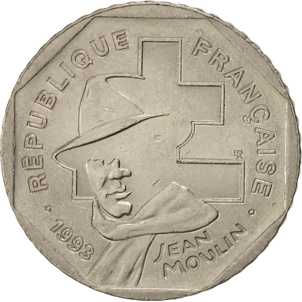 Münze, Frankreich, Jean Moulin, 2 Francs, 1993, Paris, SS+, Nickel, KM:1062