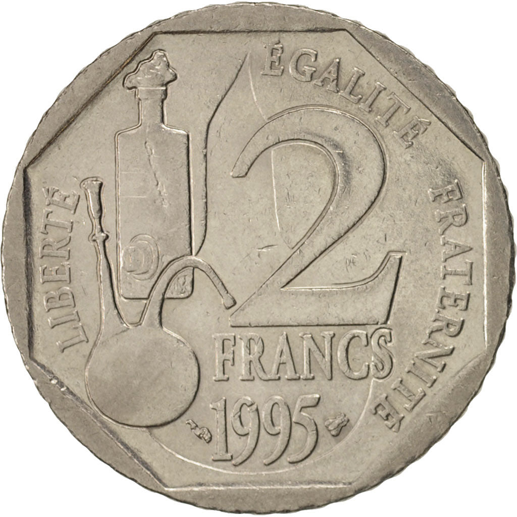 France, Pasteur, 2 Francs, 1995, AU(50-53), Nickel, KM:1119, Gadoury:549
