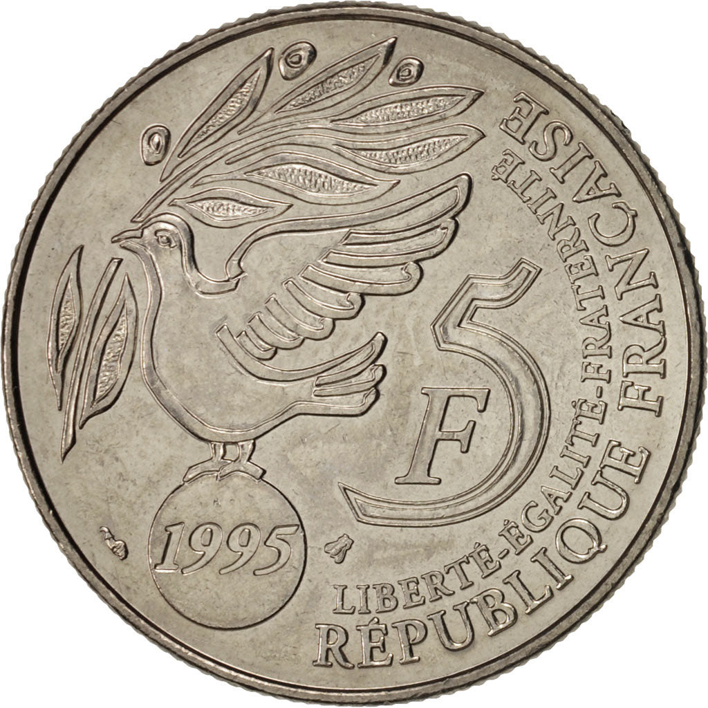 Francia, ONU, 5 Francs, 1995, Paris, SPL, Nichel placcato rame-nichel
