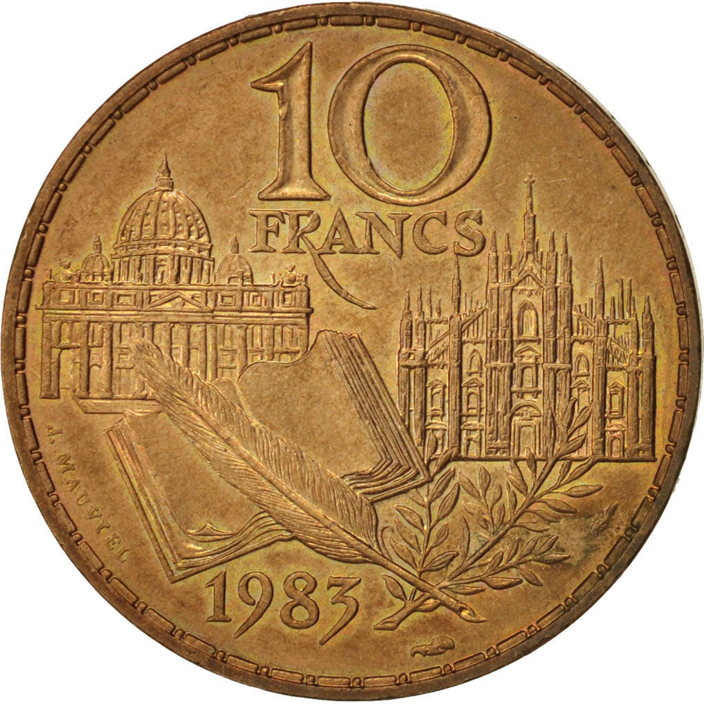 Moneta, Francia, Stendhal, 10 Francs, 1983, Paris, BB, Nichel-bronzo, KM:953