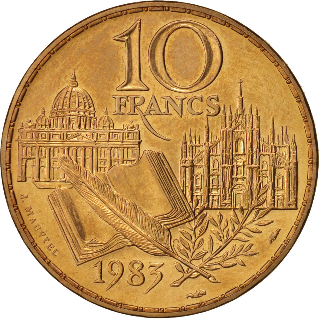 Moneta, Francia, Stendhal, 10 Francs, 1983, Paris, SPL, Nichel-bronzo, KM:953