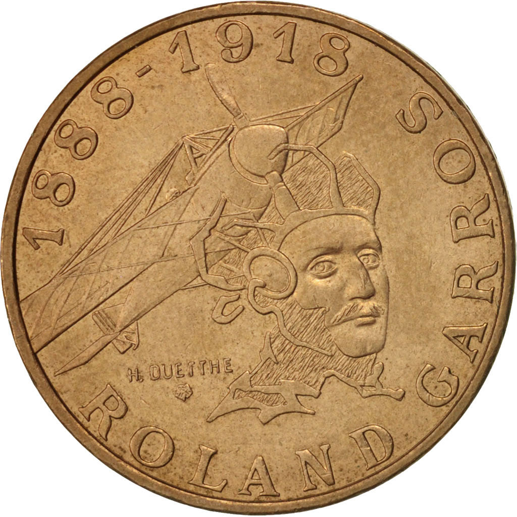 Coin, France, Roland Garros, 10 Francs, 1988, Paris, AU(50-53), Aluminum-Bronze
