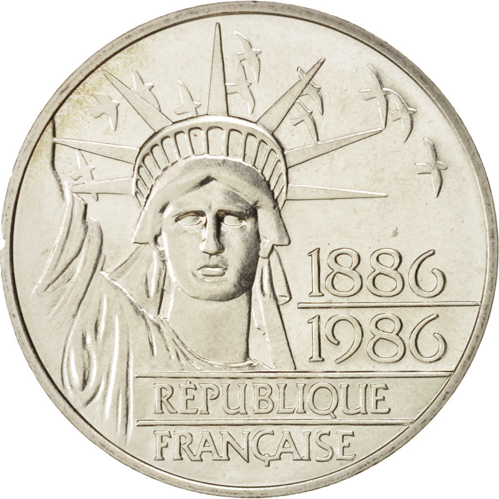 France, Statue de la Liberté, 100 Francs, 1986, MS(63), Silver, KM:960