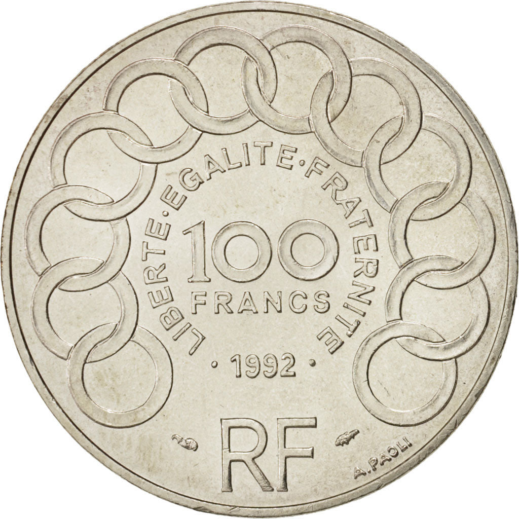 Francia, Jean Monnet, 100 Francs, 1992, SPL, Argento, KM:1120, Gadoury:907