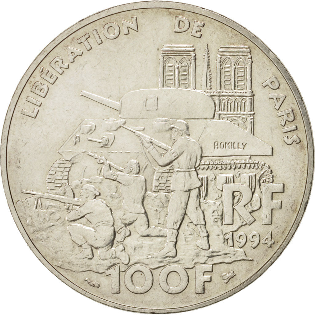 Coin, France, Libération de Paris, 100 Francs, 1994, Paris, MS(63), Silver