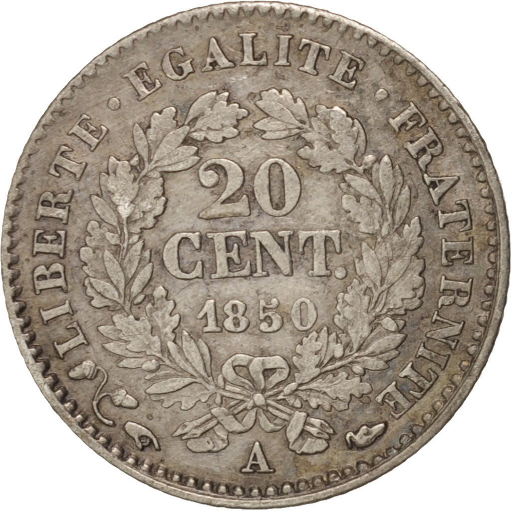 France, Cérès, 20 Centimes, 1850, Paris, VF(20-25), Silver, KM:758.1