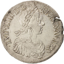 France, Louis XIV, Écu à la mèche longue, 1653, Montpellier, Silver