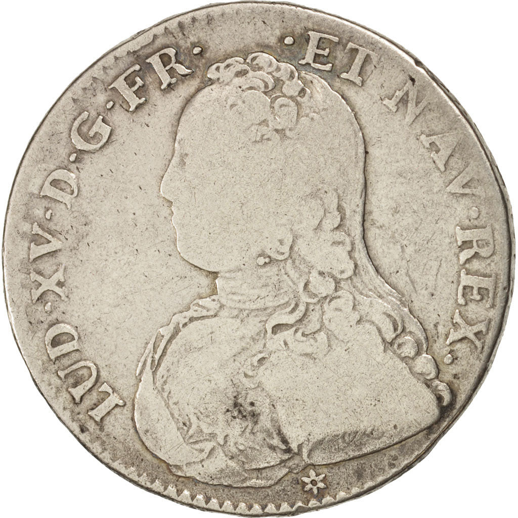 Francia, Louis XV, 1/2 Écu aux branches d'olivier, 1735, Caen, KM:484.5