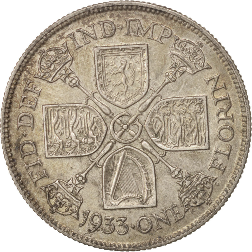 Great Britain, George V, Florin, Two Shillings, 1933, EF(40-45), Silver, KM:834