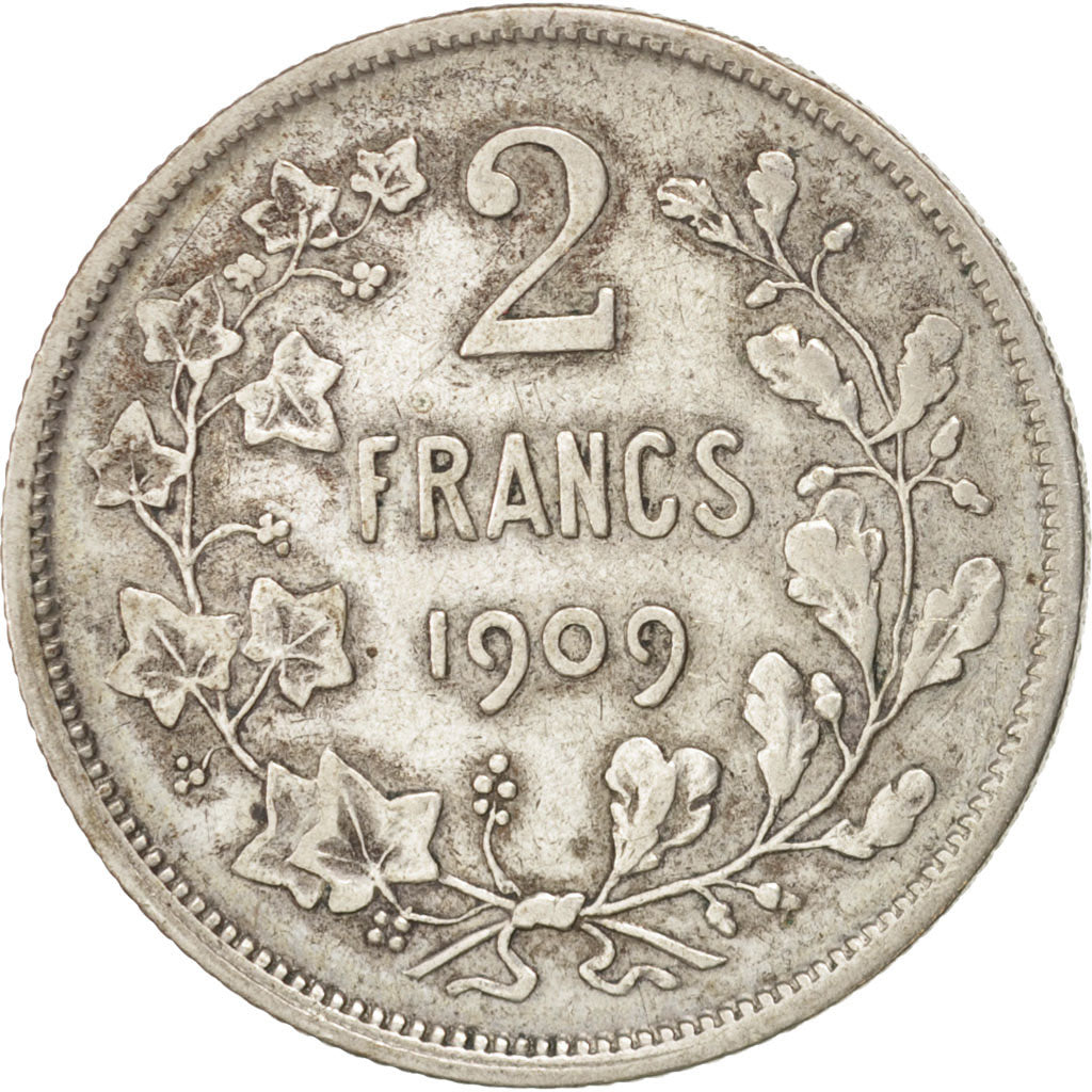 Belgium, 2 Francs, 2 Frank, 1909, VF(30-35), Silver, KM:58.1