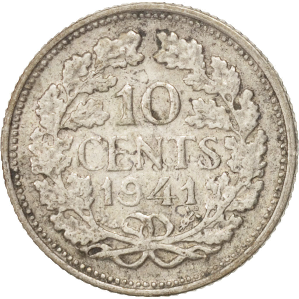 Coin, Netherlands, Wilhelmina I, 10 Cents, 1941, EF(40-45), Silver, KM:163