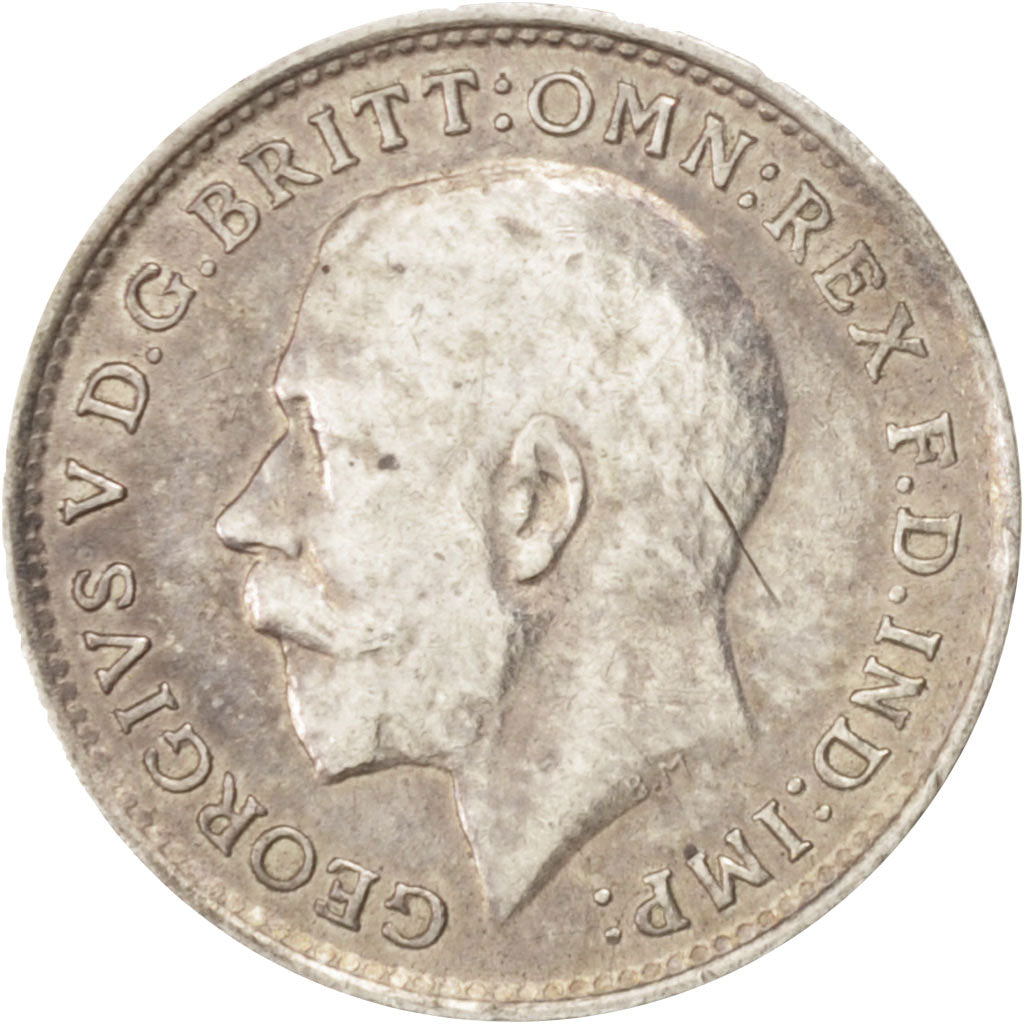 Great Britain, George V, 3 Pence, 1918, AU(50-53), Silver, KM:813