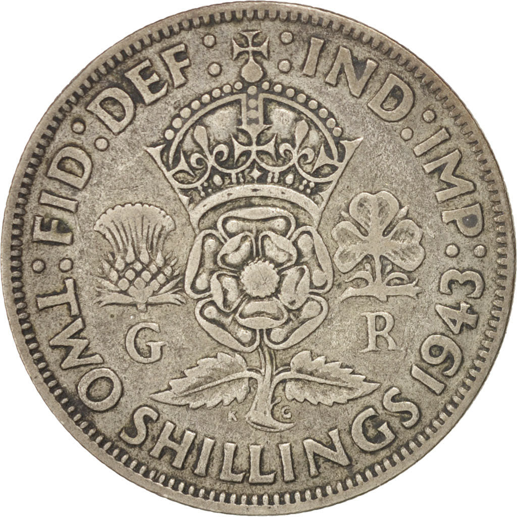 Coin, Great Britain, George VI, Florin, Two Shillings, 1943, VF(30-35), Silver