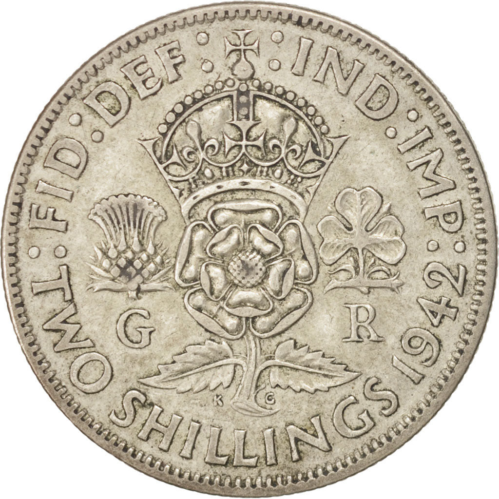 Coin, Great Britain, George VI, Florin, Two Shillings, 1942, EF(40-45), Silver
