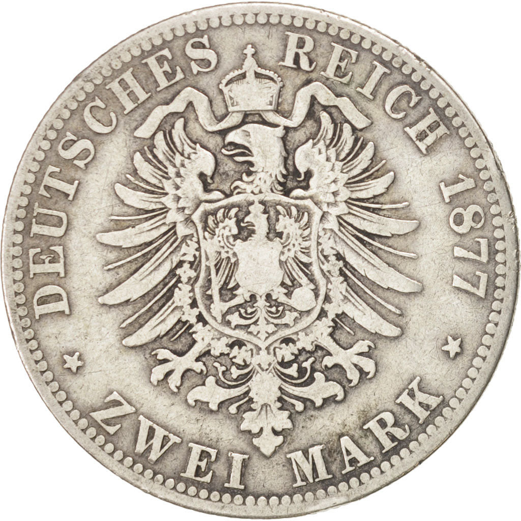 German States, PRUSSIA, Wilhelm I, 2 Mark, 1877, F(12-15), Silver, KM:506